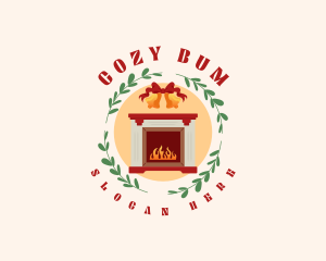 Christmas Holiday Fireplace logo design