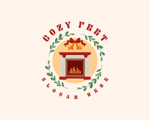 Christmas Holiday Fireplace logo design