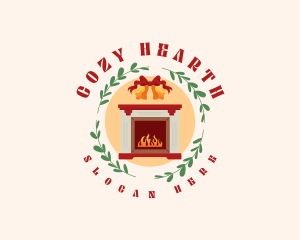 Fireplace - Christmas Holiday Fireplace logo design