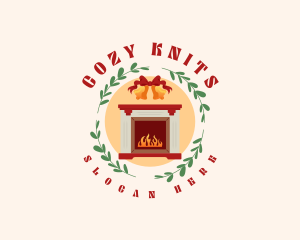 Christmas Holiday Fireplace logo design