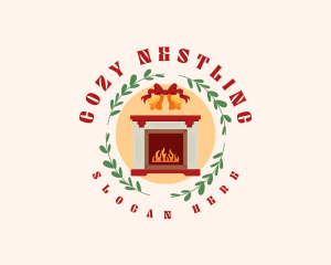 Christmas Holiday Fireplace logo design