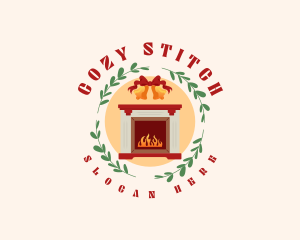 Christmas Holiday Fireplace logo design