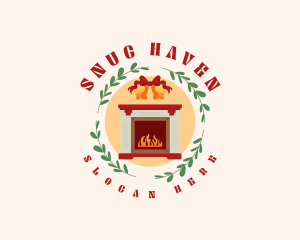Cozy - Christmas Holiday Fireplace logo design