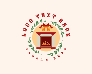 Festive - Christmas Holiday Fireplace logo design