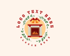 Christmas Holiday Fireplace Logo