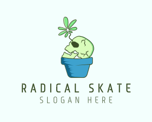 Skull Flower Pot logo design