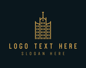 Condominium - Golden Building Architecture logo design
