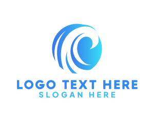 Swim - Blue Water Wave logo design