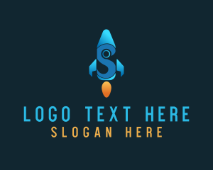 Rocket - Blue Rocket Letter S logo design