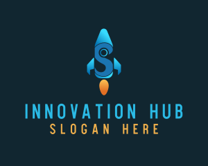 Incubator - Blue Rocket Letter S logo design