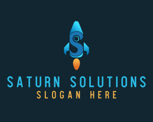 Blue Rocket Letter S logo design