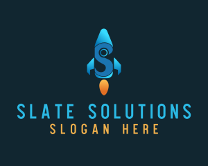 Blue Rocket Letter S logo design