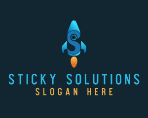 Blue Rocket Letter S logo design