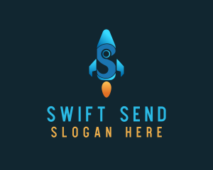 Blue Rocket Letter S logo design