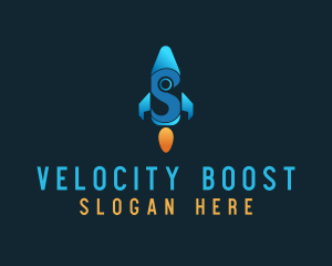 Accelerator - Blue Rocket Letter S logo design