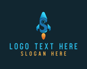 Video Game - Blue Rocket Letter S logo design