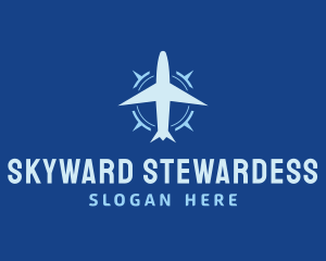 Stewardess - Airplane Compass Airline Travel logo design