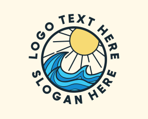 Diving - Sunny Ocean Wave Emblem logo design