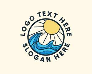 Surfing - Sunny Ocean Wave logo design