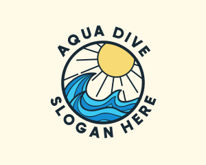 Diver - Sunny Ocean Wave logo design