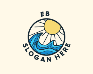 Surfing - Sunny Ocean Wave logo design