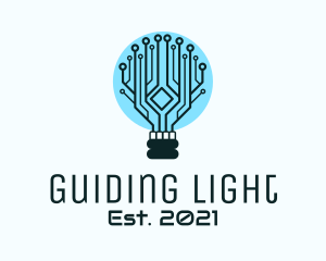 Cyber Circuit Bulb  logo design