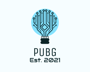 Idea - Cyber Circuit Bulb logo design