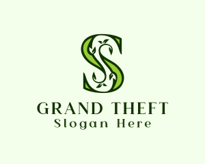 Green Plant Letter S logo design