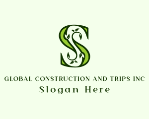 Floral - Green Plant Letter S logo design