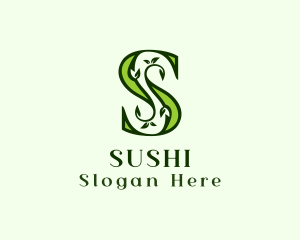 Green Plant Letter S logo design