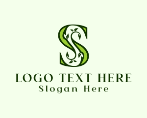 Natural - Green Plant Letter S logo design