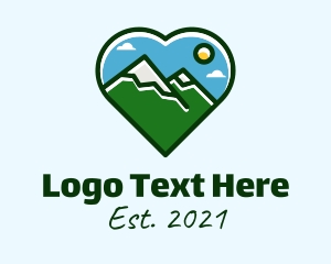 Heart - Mountain Hike Lover logo design