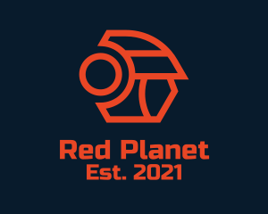 Red Cyborg Robot  logo design