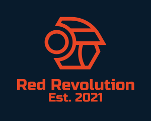 Red Cyborg Robot  logo design