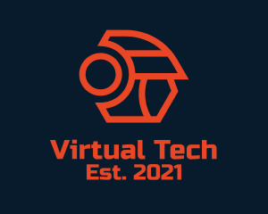 Virtual - Red Cyborg Robot logo design