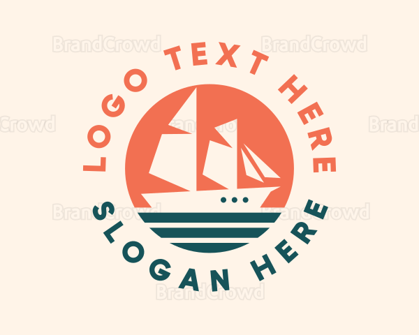 Sailing Caravel Ship Logo