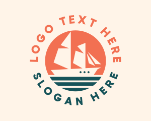 Voyage - Sailing Caravel Ship logo design