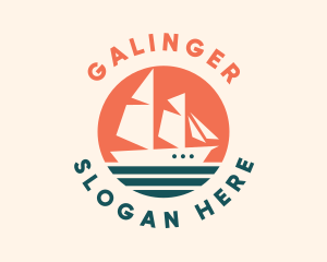 Sailing Caravel Ship Logo