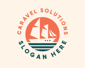 Caravel - Sailing Caravel Ship logo design