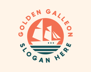 Galleon - Sailing Caravel Ship logo design