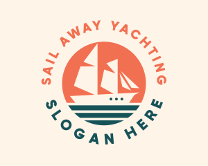 Sailing Caravel Ship logo design