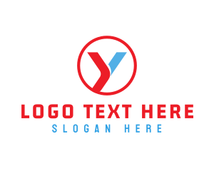 Alphabet - Round Red Blue Y logo design