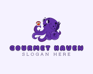 Asian Sushi Octopus logo design