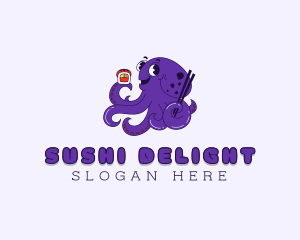 Asian Sushi Octopus logo design