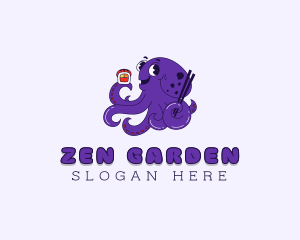 Asian Sushi Octopus logo design