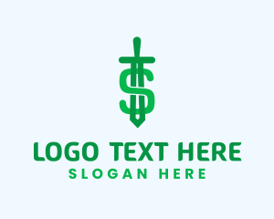 Monogram - Sword Money Dollar logo design