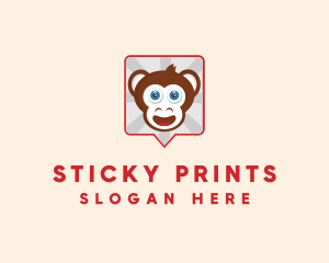 Sticker - Monkey Chat Bubble logo design