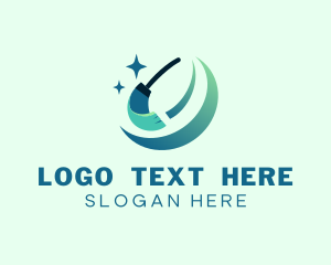 Deep Clean - Broom Wipe Swoosh logo design