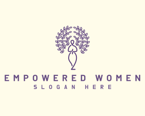 Woman  Tree  Meditate logo design