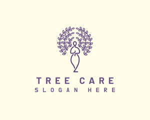 Woman  Tree  Meditate logo design